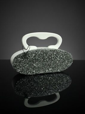 Edie Parker Silver Glitter Oval Clutch with White Handle Accent NWOT
